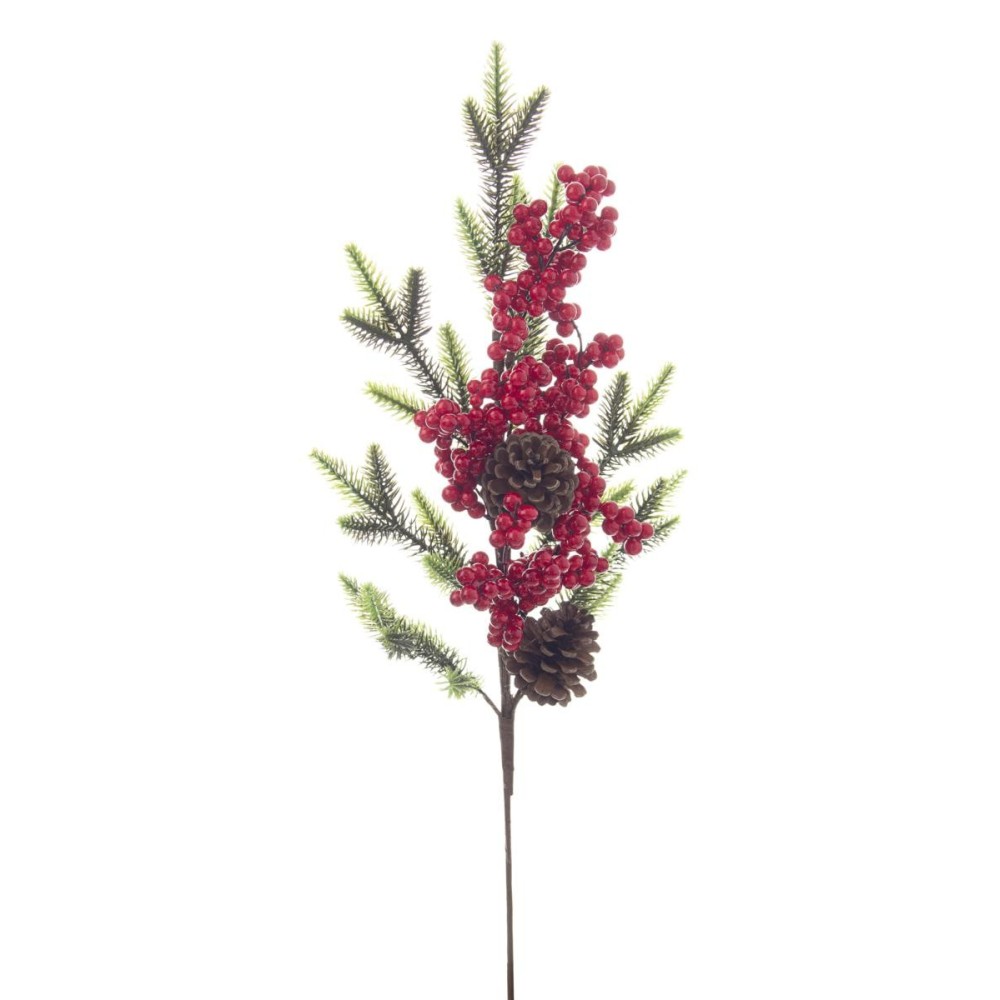 RAMO JENNIE BACCHE ROSSO PIGNA H.63CM